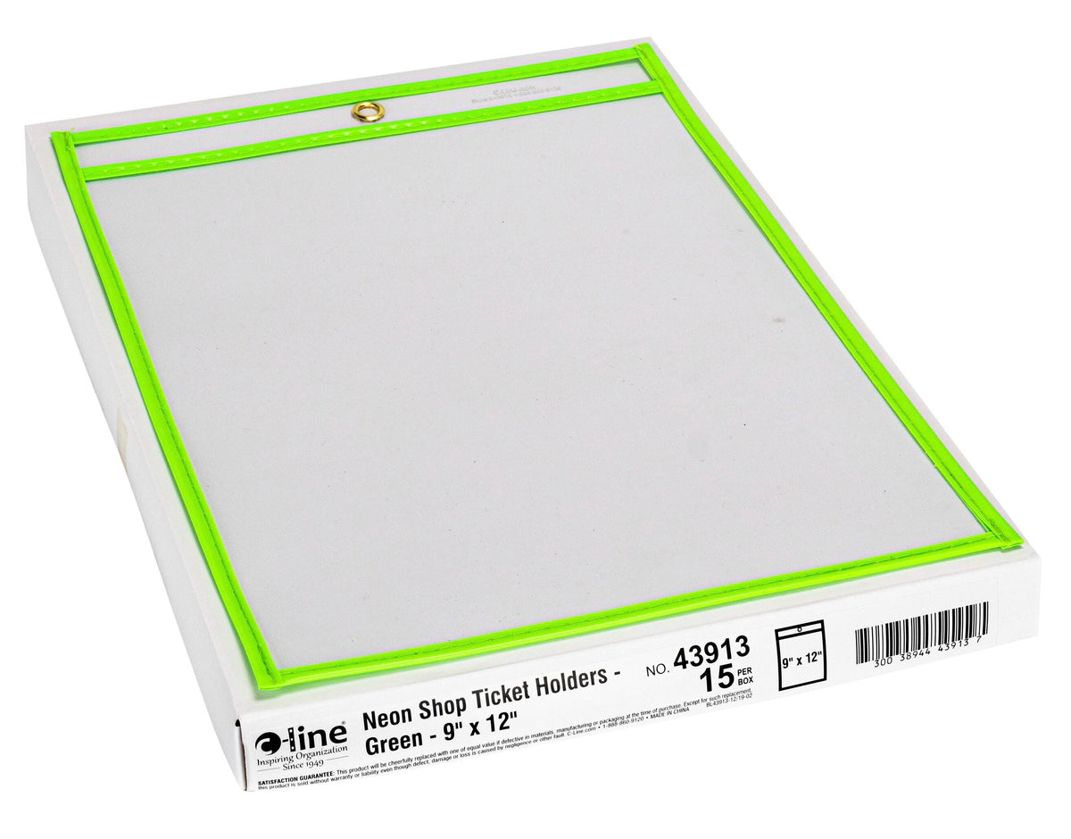 DRY ERASE POCKET REUSABLE 9X12 NEON GREEN PACK OF 15