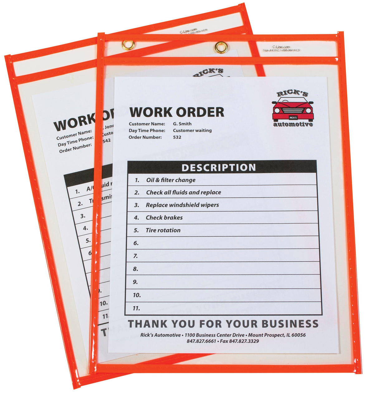 DRY ERASE POCKET REUSABLE 9X12 NEON ORANGE PACK OF 15