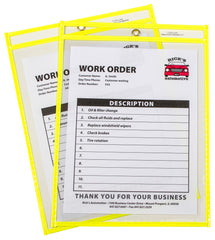 DRY ERASE POCKET REUSABLE 9X12 NEON YELLOW PACK OF 15