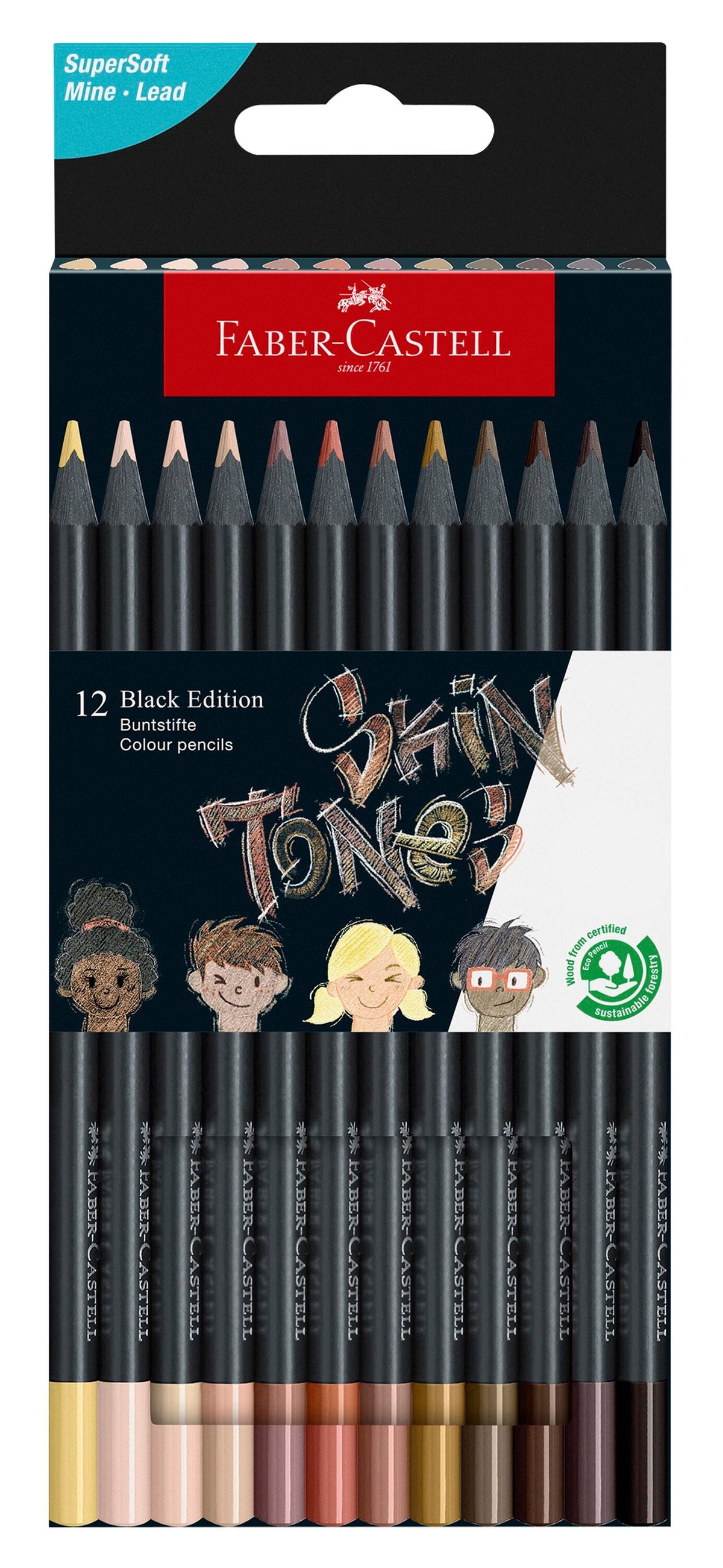 PENCILS COLORED FABER BLACK EDITION SKIN TONES SET OF 12