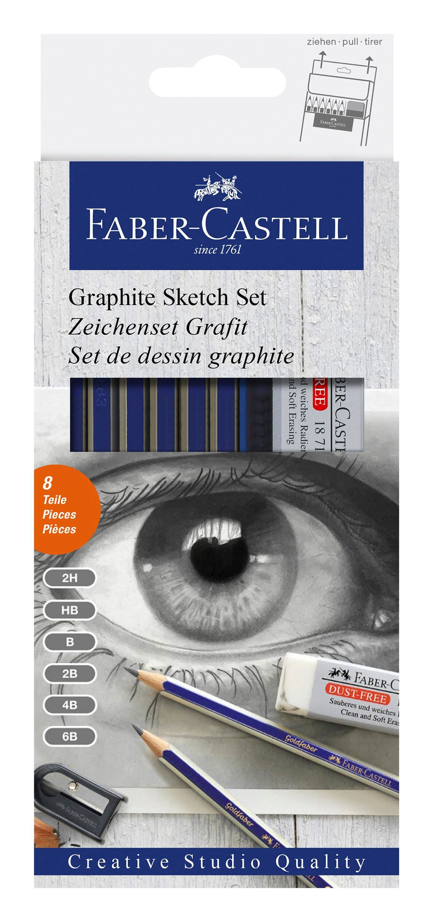 PENCILS DRAWING GRAPHITE FABER GOLDFABER SET OF 8