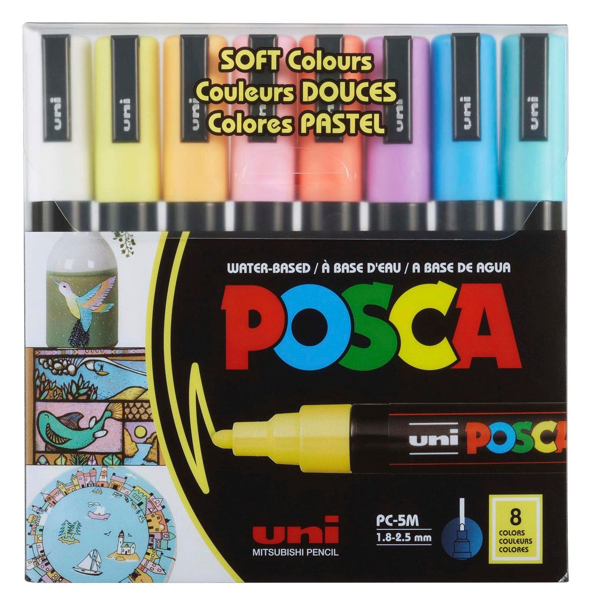 MARKERS PAINT POSCA MEDIUM POINT ASST SOFT COLORS SET OF 8