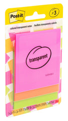 NOTES POST IT 2.8 X 2.8 IN ASST TRANSP PACK OF 3