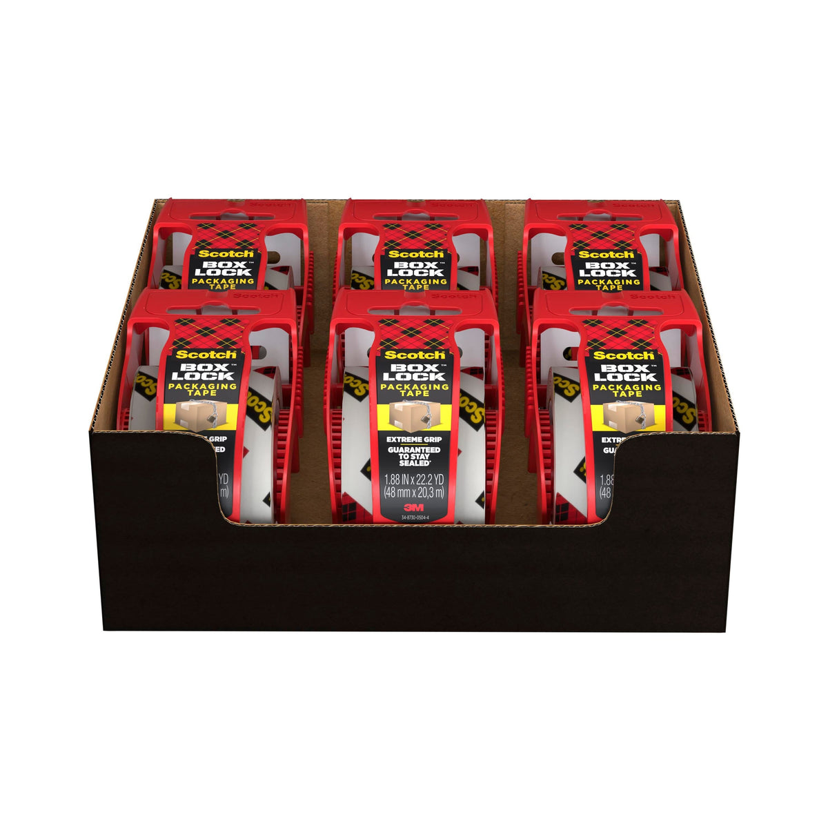 TAPE SCOTCH BOX LOCK PAPER PACKING CLEAR 1.88 IN X 22.2 YD PACK OF 6