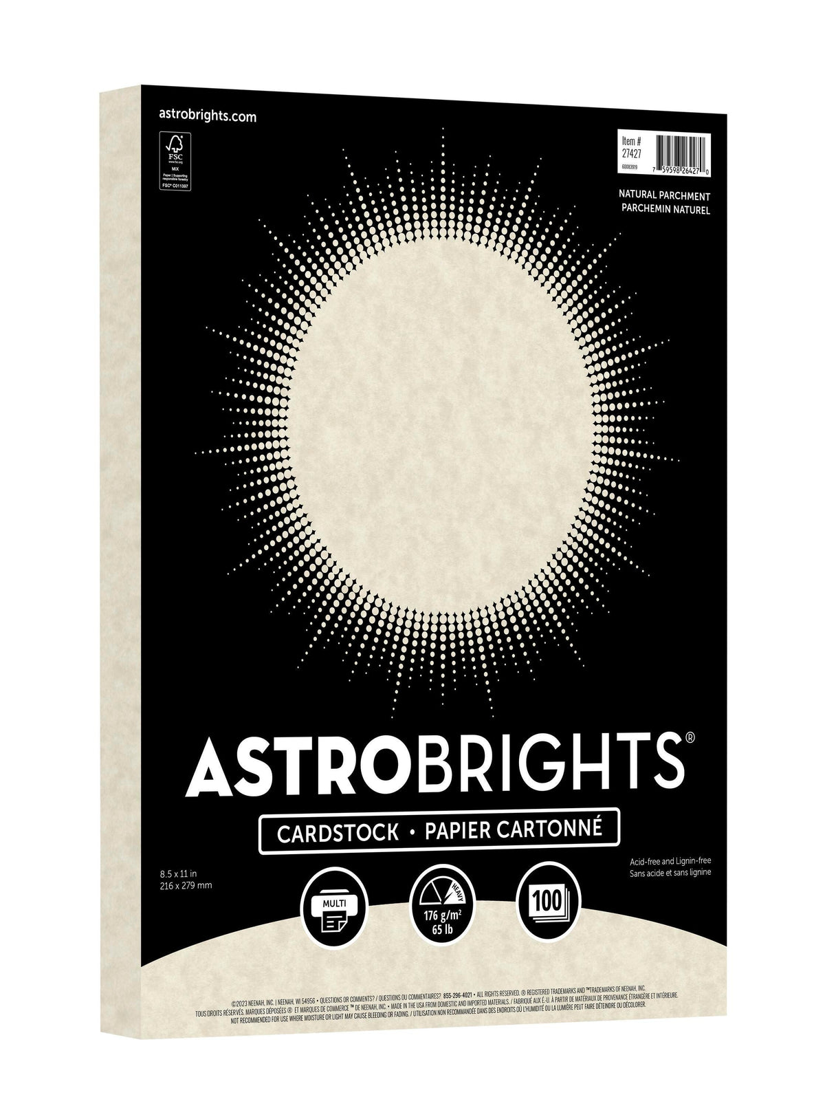 PAPER ASTRBRT NAT PRCH 8 1/2 X 11 65 LB PK OF 100