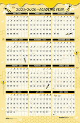 CALENDAR WALL ACADEMIC 12 MONTH 25X37 IN HONEYCOMB JULY25-JUNE26