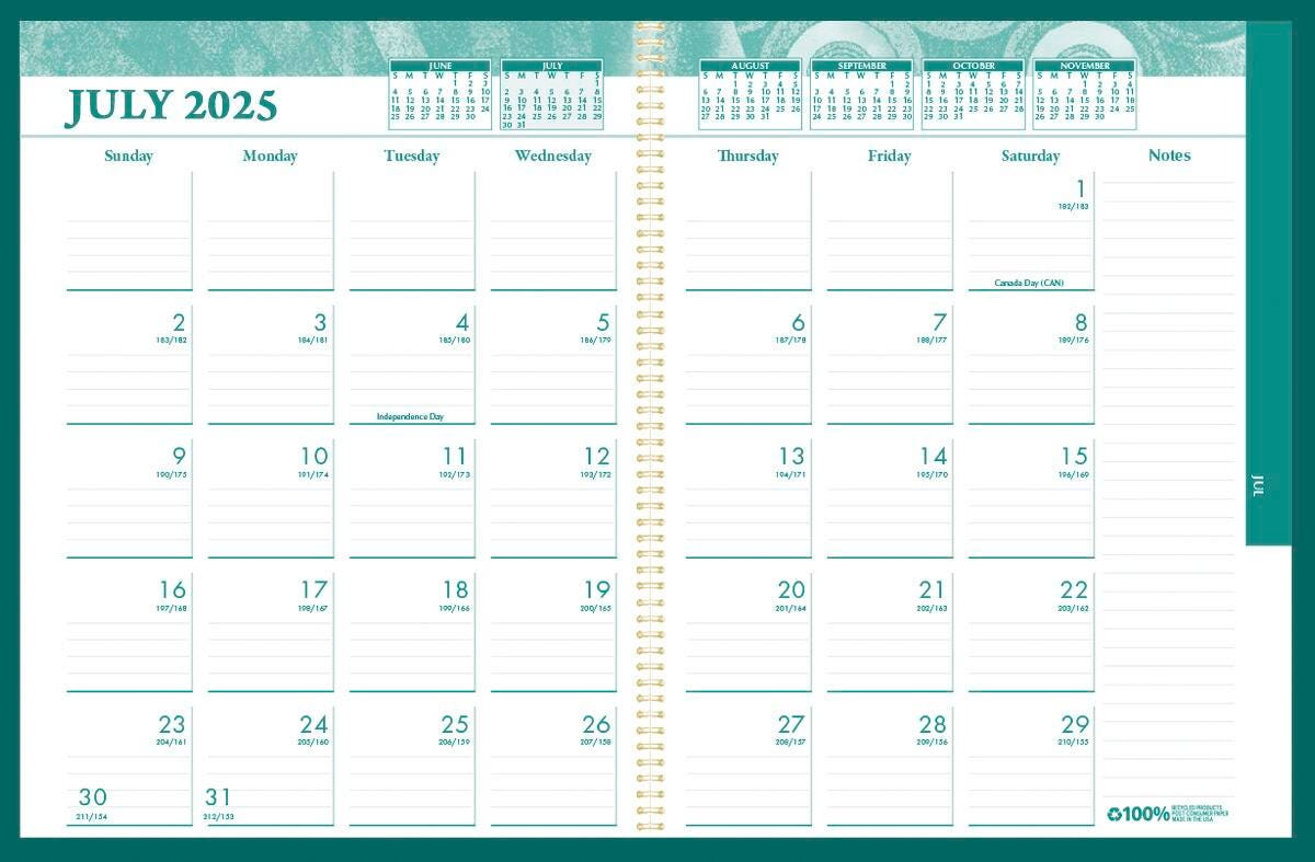 PLANNER ACADEMIC 12 MONTH 8.5X11 IN GREEN JULY25-JUNE26