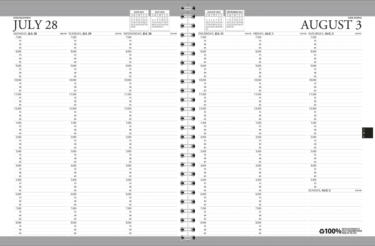 CALENDAR ACADEMIC WEEKLY 12 MONTH 8.5X11 IN AUG25-JULY26