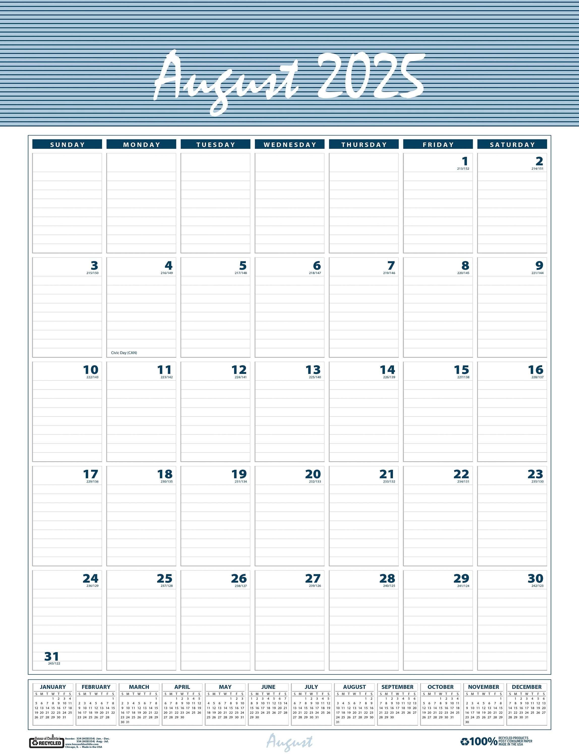 CALENDAR ACADEMIC 12 MONTH 22X31.26 IN BAR HARBOR AUG25-JUL26