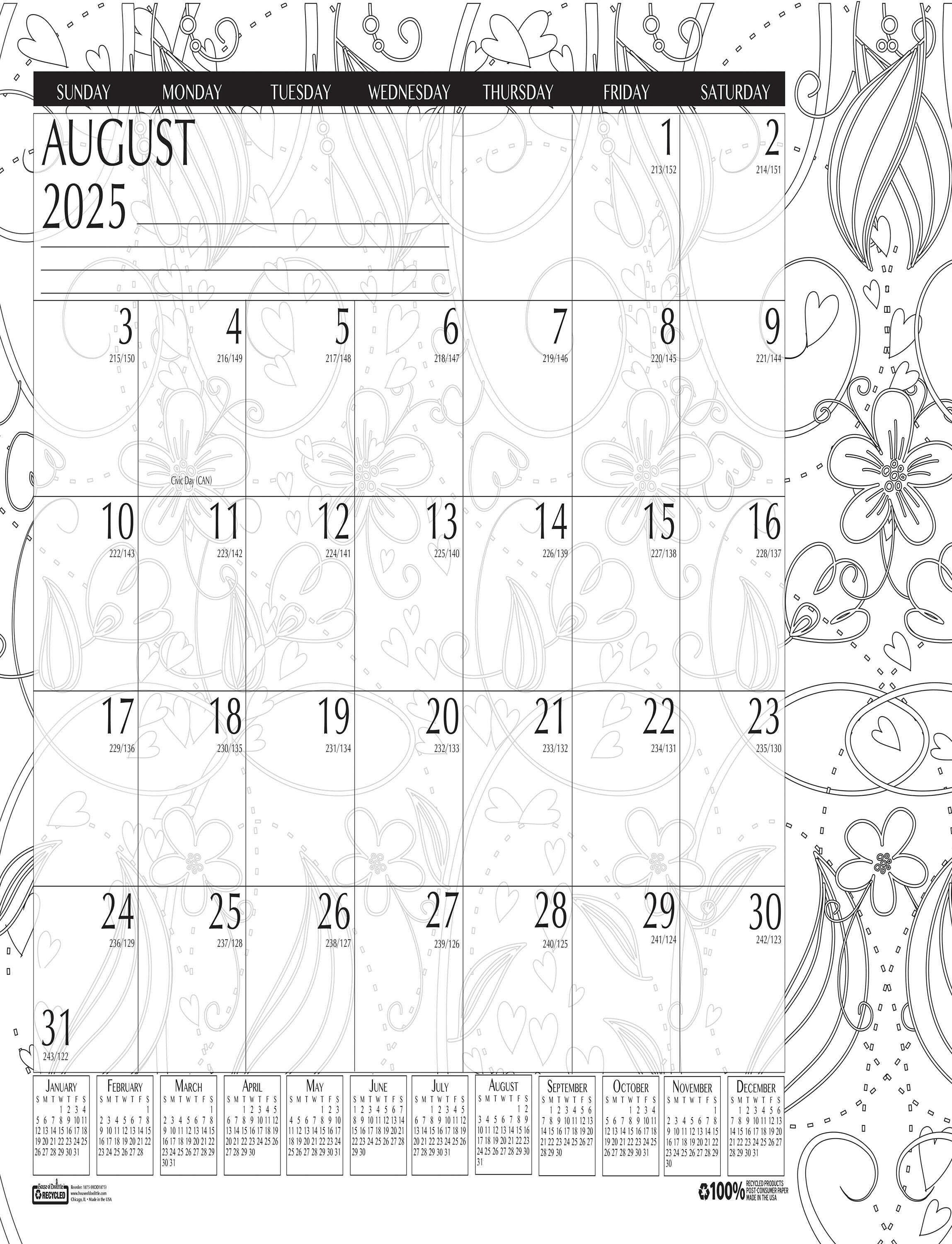 CALENDAR DESK PAD ACADEMIC 12 MONTH 22X17 IN DOODLE AUG25-JULY26
