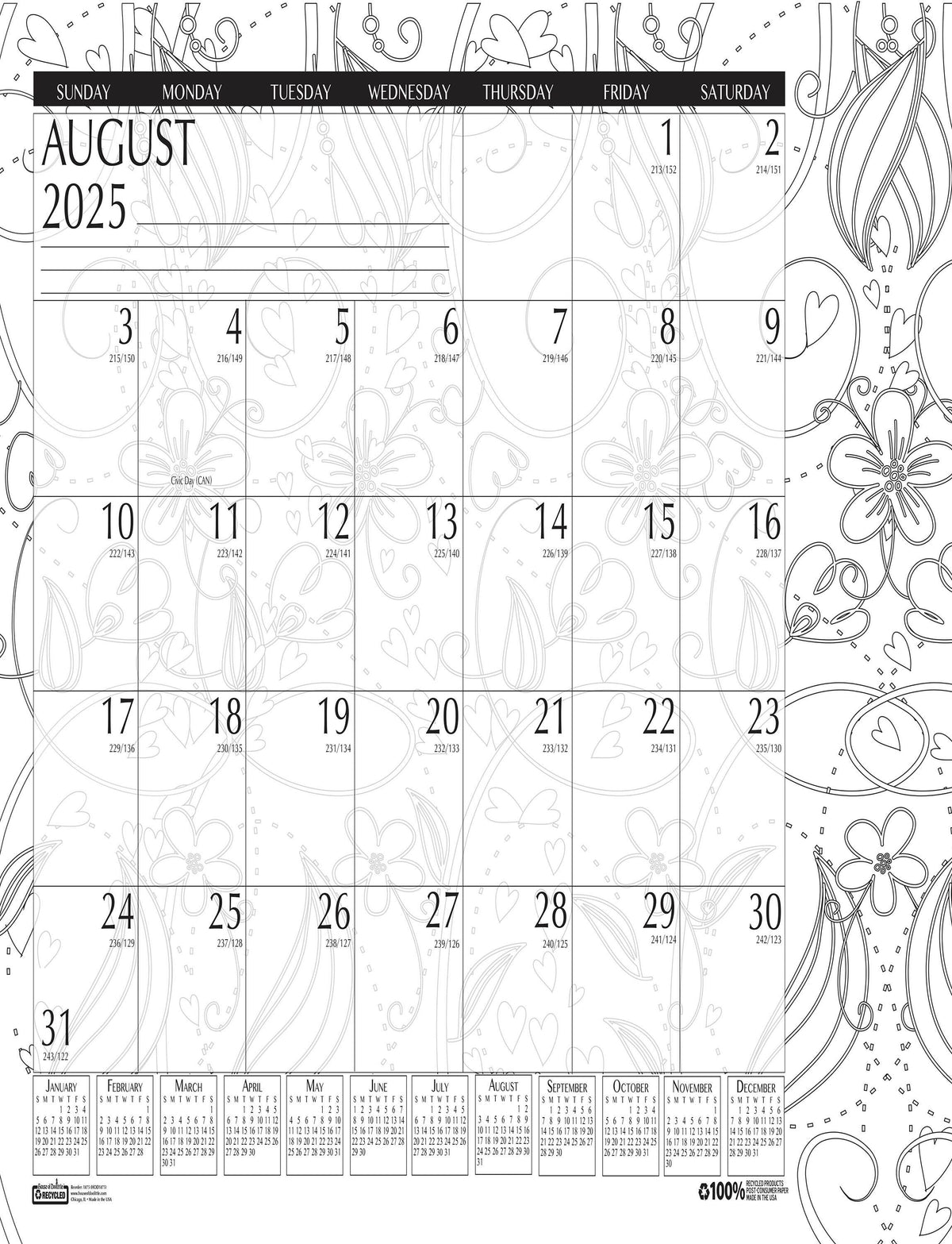 CALENDAR DESK PAD ACADEMIC 12 MONTH 22X17 IN DOODLE AUG25-JULY26