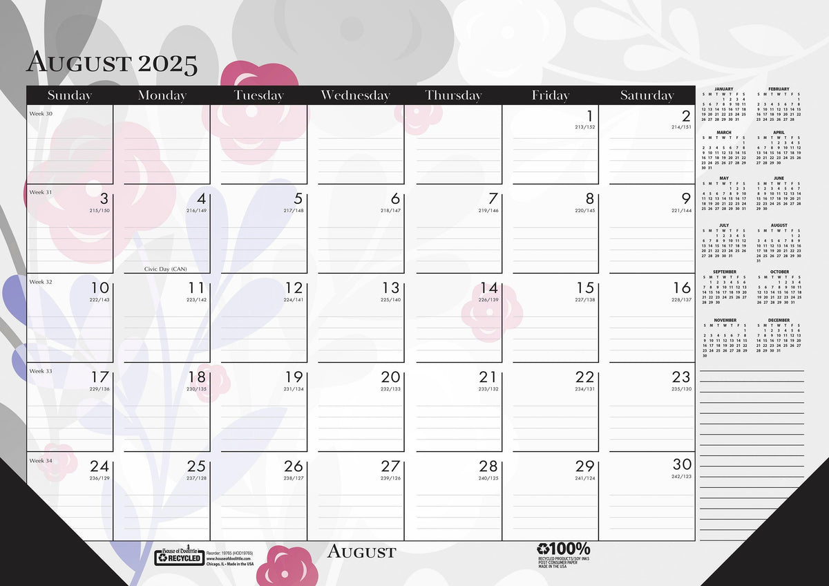 CALENDAR ACADEMIC 12 MONTH 18.5X13 IN WILDFLOWER AUG25-JULY26