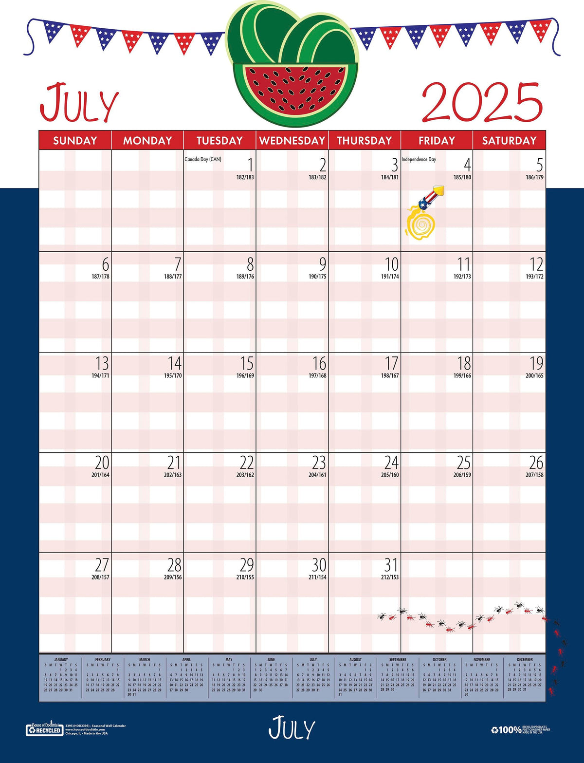 CALENDAR SPIRAL ACADEMIC 12 MONTH 12X16.5 IN SEASONAL JULY25-JUNE26