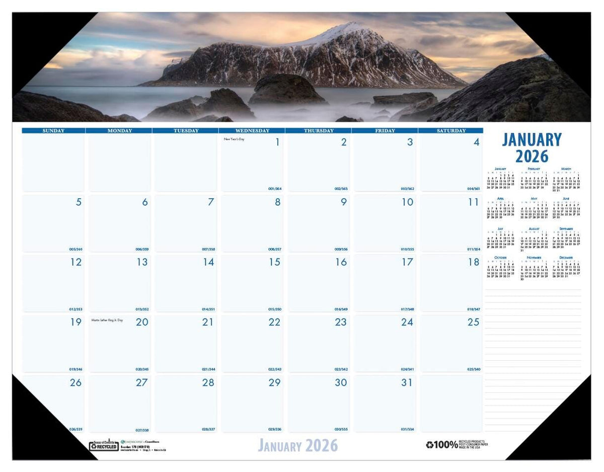 CALENDAR DESK PAD 12 MONTH 18.5X13 IN EARTHSCAPE JAN-DEC 2026