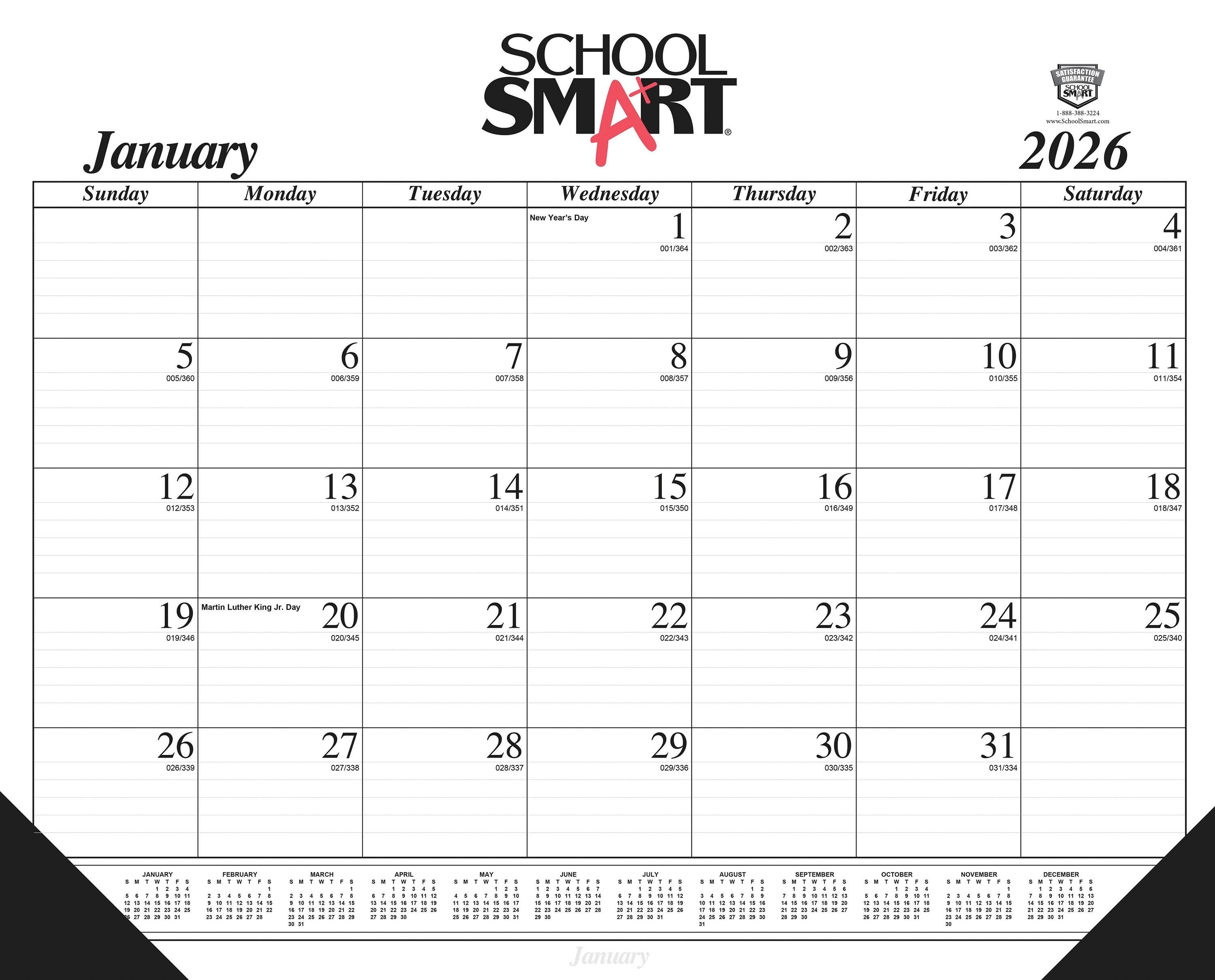 CALENDAR DESK PAD REFILL SCHOOL SMART 12 MONTH 22X17 IN JAN-DEC 2026