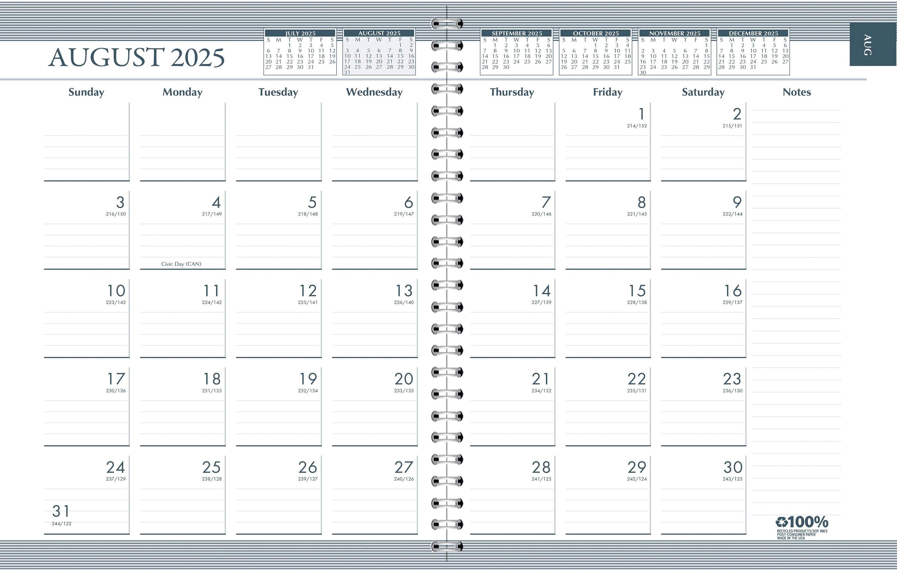 CALENDAR ACADEMIC MONTH/WEEK 12 MONTH 7X9 IN AUG25-JULY26