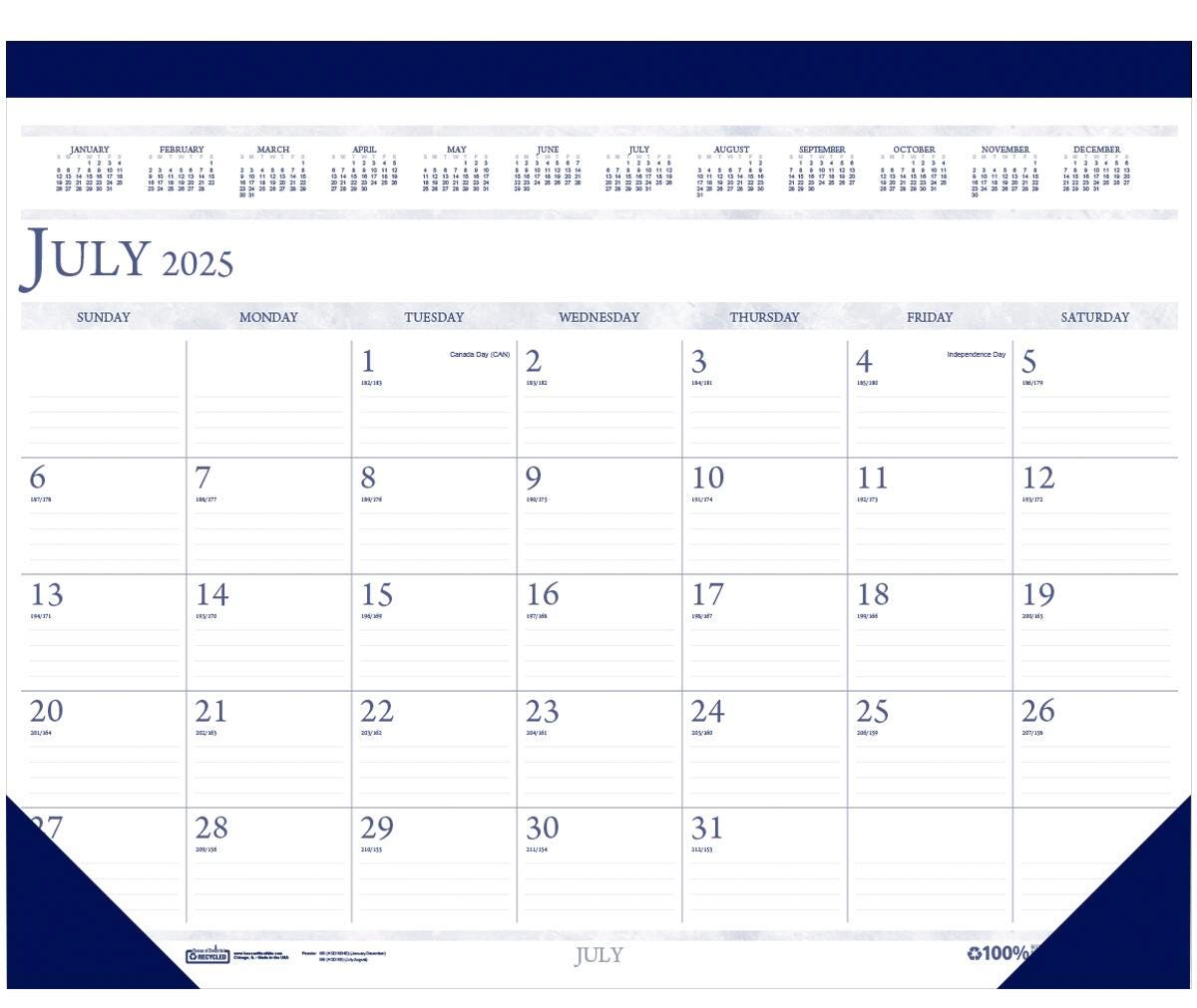 CALENDAR ACADEMIC 14 MONTH 22X17 IN CLASSIC JULY25-AUG26