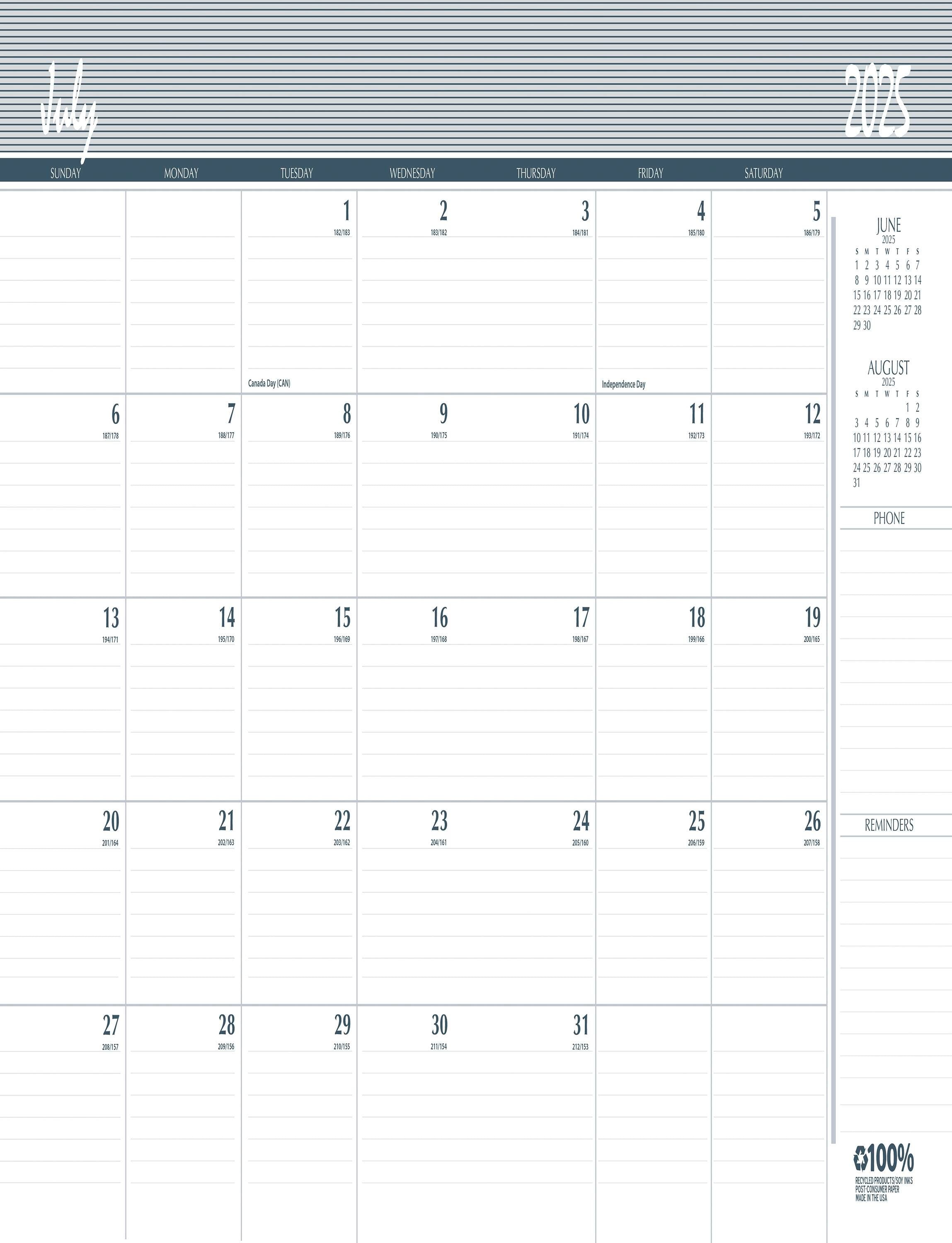 CALENDAR SPIRAL 24 MONTH 8.5X11 IN BLACK JULY25-JUNE26