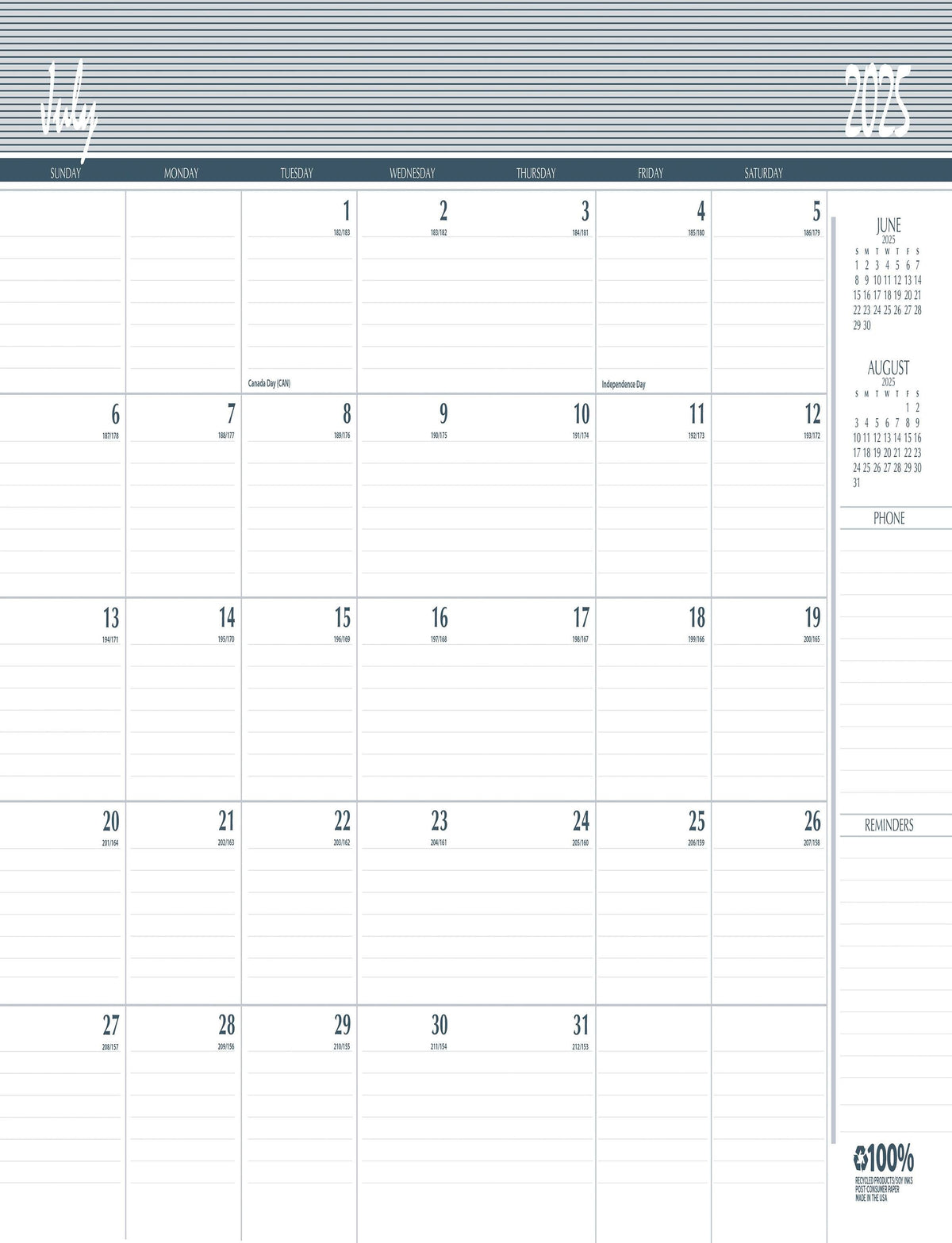 CALENDAR SPIRAL 24 MONTH 8.5X11 IN BLACK JULY25-JUNE26