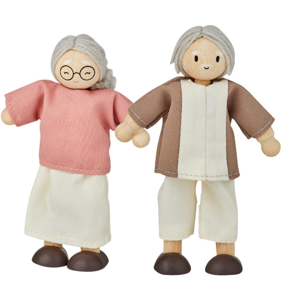 PLANTOYS - WOOD DOLL GRANDPARENTS - FAIR SKIN TONE