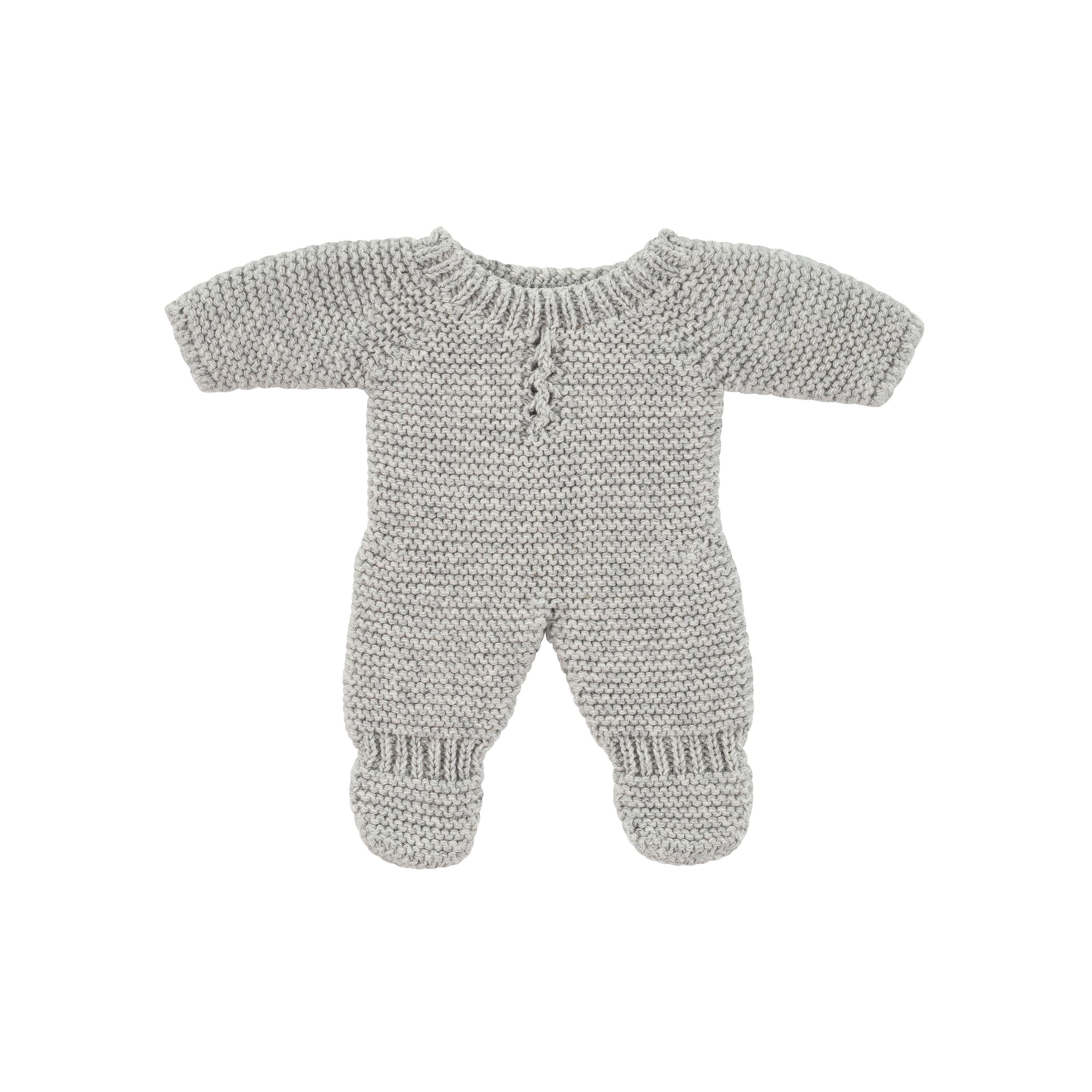 KNITTED PAJAMAS FOR 8-1/4 IN DOLL - GRAY