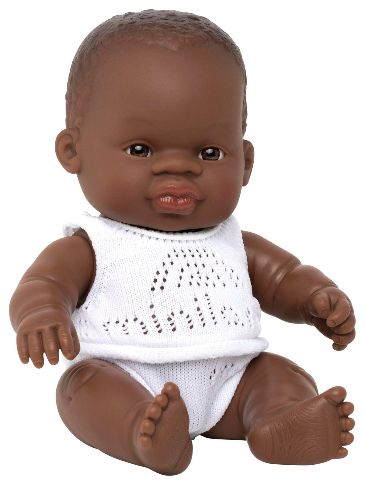 DISC-NEWBORN BABY DOLL AFRICAN BOY 8-1/4 IN H