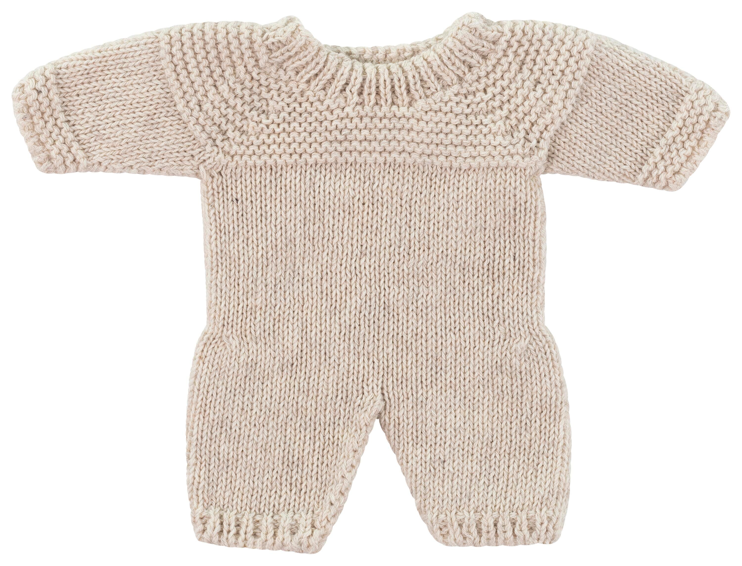 KNITTED PAJAMAS FOR 8-1/4 IN DOLL - LINEN