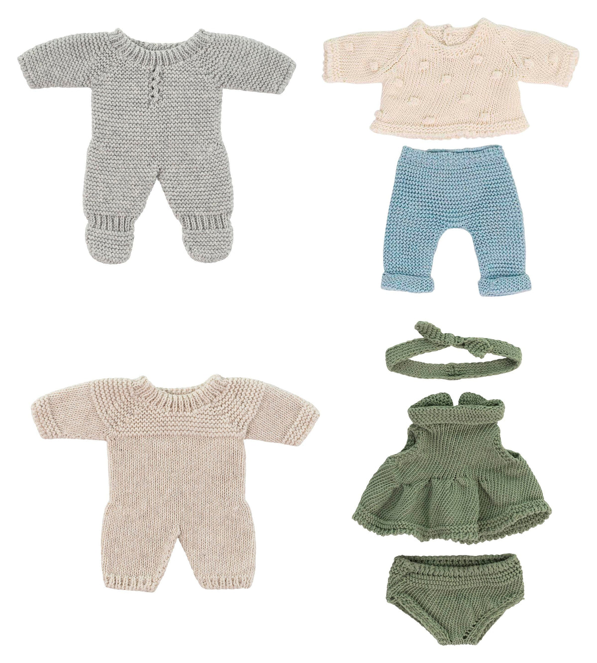 KNITTED PAJAMAS AND CLOTHING SET FOR 8-1/4 IN DOLL