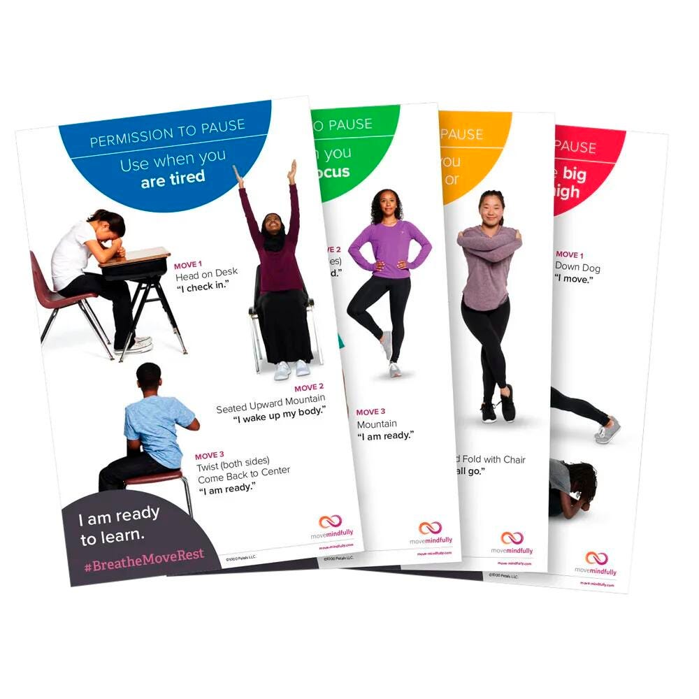 MOVEMINDFULLY PERMISSION TO PAUSE YOUTH POSTERS SET OF 4