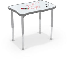 STUDENT DESK - MOORECO - HIERARCHY RECTANGLE CREATOR DESK - 32 W X 21 D X 18-29 H IN - PORCELAIN STEEL TOP - CHARCOAL EDGE COLOR - PLATINUM LEG COLOR