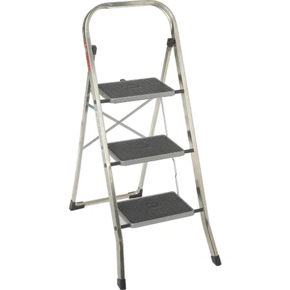 STEP STOOL - HAILO - K30 ALUMINUM FOLDING 3-STEP LADDER - 300 LB CAPACITY - 29-1/2 L X 18-1/2 W X 41-1/4 H IN - GRAY COLOR