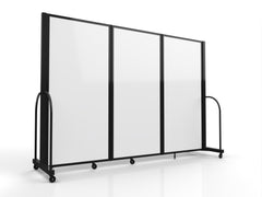 DIVIDER - SCREENFLEX - WET DRY MAGNETIC ERASE TACKABLE DIVIDER - 103 W X 72 H INCHES - 3 PANEL - MAGNETIC WET ERASE FRONT AND CHARCOAL BLACK FABRIC BACK