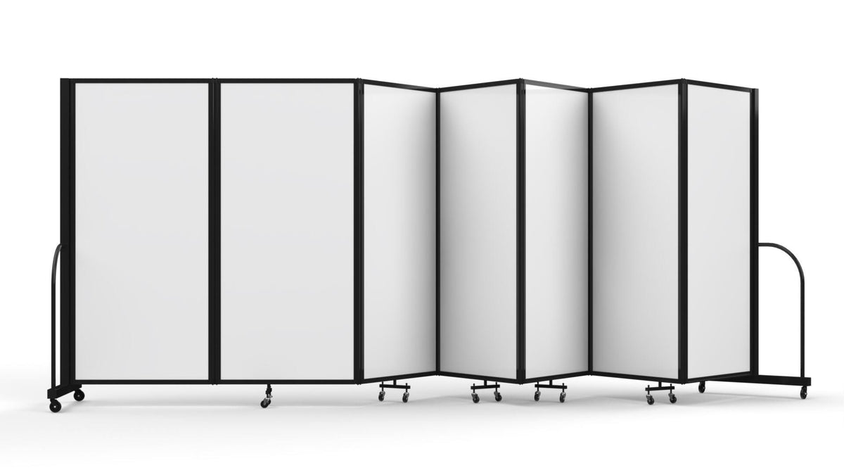 DIVIDER - SCREENFLEX - WET DRY MAGNETIC ERASE TACKABLE DIVIDER - 235 W X 72 H INCHES - 7 PANEL - MAGNETIC WET ERASE FRONT AND CHARCOAL BLACK FABRIC BACK