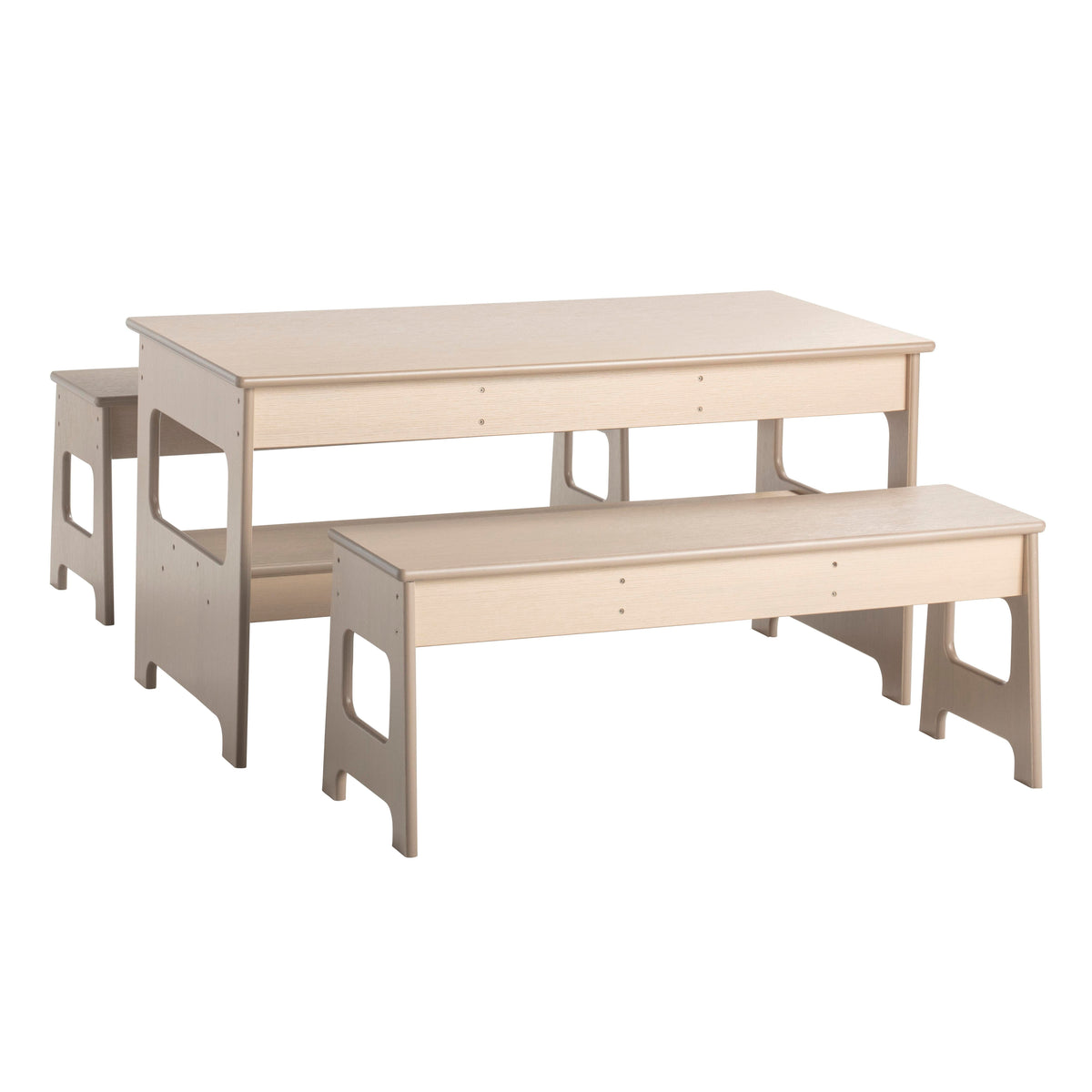 KIT - OUTDOOR OAK POLY TABLE 48 X 24 X 24 INCHES AND TWO 16-INCH HIGH BENCHES