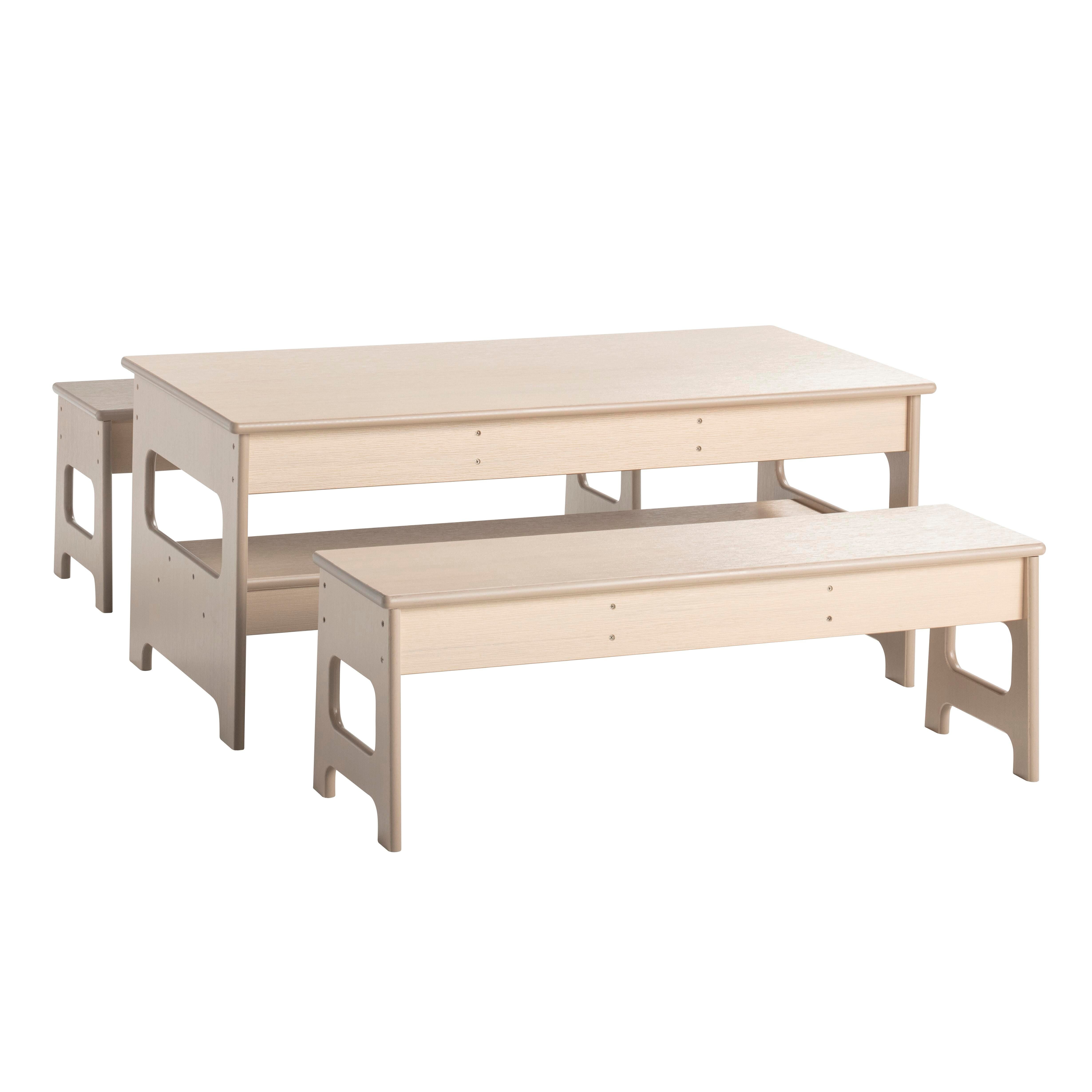 KIT - OUTDOOR OAK POLY TABLE 48 X 24 X 20 INCHES AND TWO 14-INCH HIGH BENCHES