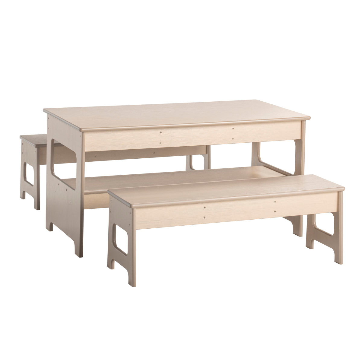 KIT - OUTDOOR OAK POLY TABLE 48 X 24 X 24 INCHES AND TWO 14-INCH HIGH BENCHES