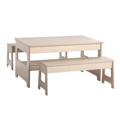 KIT - OUTDOOR OAK POLY TABLE 48 X 30 X 24 INCHES AND TWO 16-INCH HIGH BENCHES