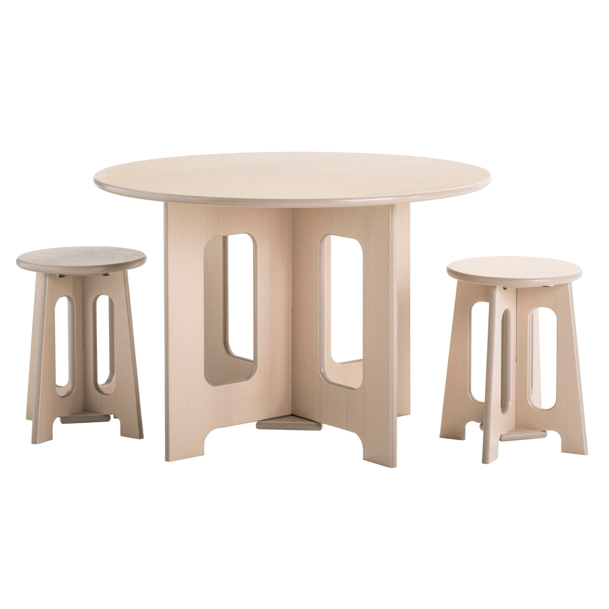 KIT - OUTDOOR OAK POLY TABLE 36 ROUND X 24 INCHES AND TWO 16-INCH HIGH STOOLS