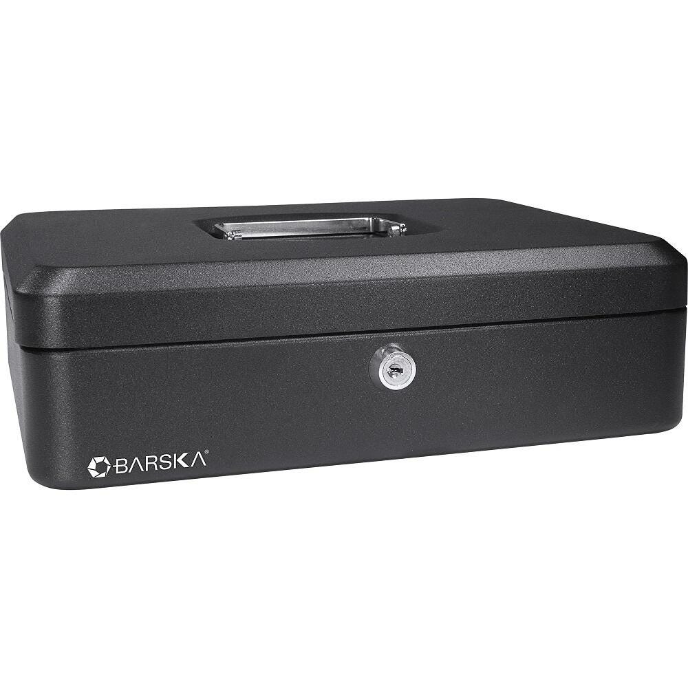 CASH BOX - BARSKA CB11834 CASH BOX WITH KEY LOCK - 12 W X 9-7/6 D X 3-9/16 H IN - BLACK - EACH