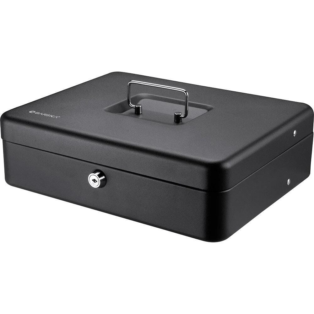 CASH BOX - BARSKA CB13054 REGISTER STYLE CASH BOX WITH KEY LOCK - 11-3/4 W X 9-1/4 D X 3-1/2 H IN - BLACK - EACH
