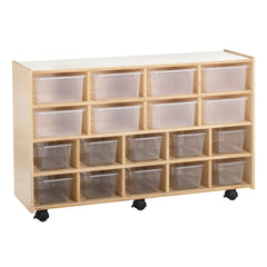 KIT - CUBBY FLEX MOBILE W/LOCKING CASTERS - 10 CLEAR BINS AND 8 TRANSLUCENT DEEP BINS