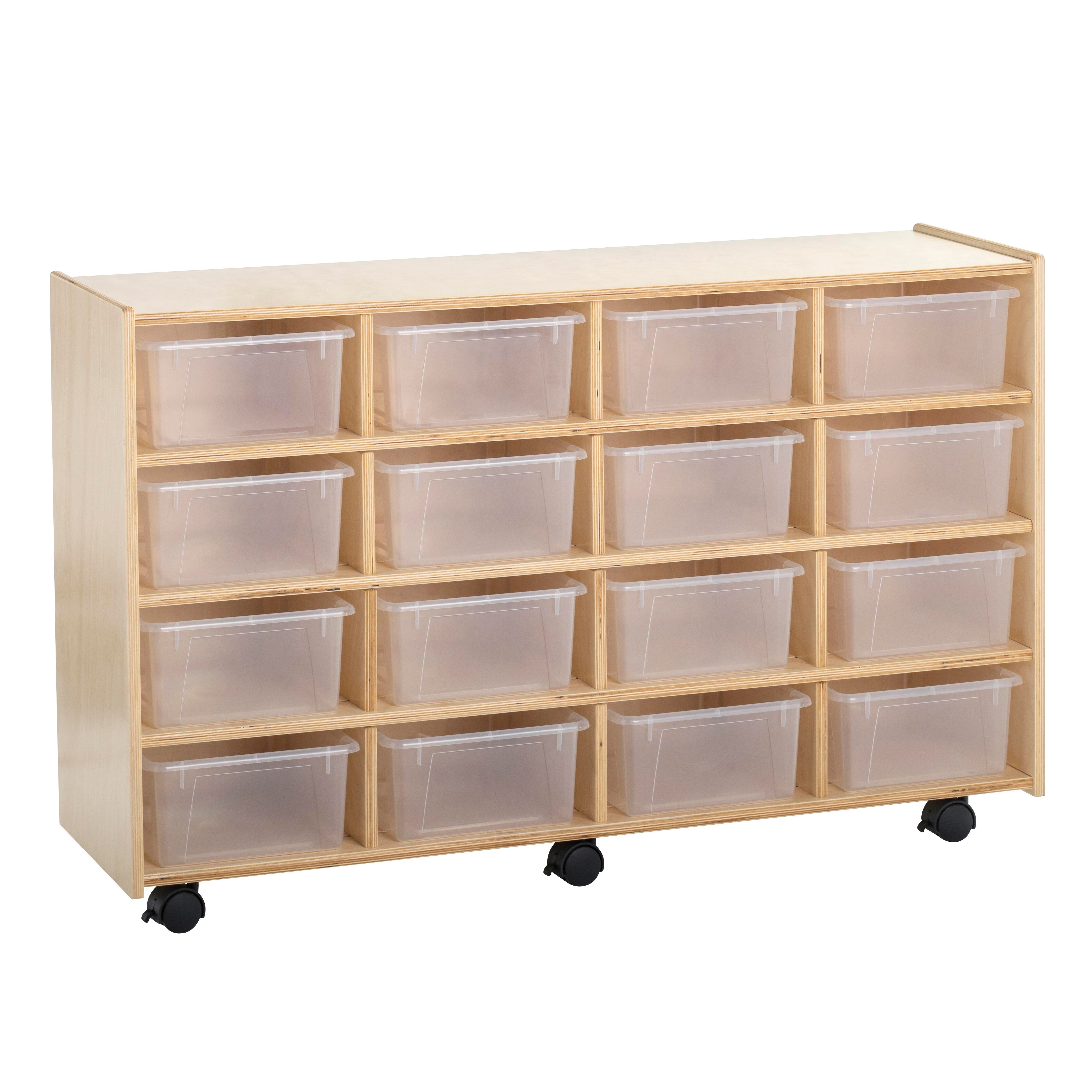 KIT - CUBBY FLEX MOBILE W/LOCKING CASTERS - 16 TRANSLUCENT DEEP BINS