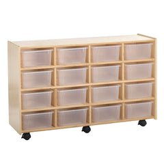 KIT - CUBBY FLEX MOBILE W/LOCKING CASTERS - 16 TRANSLUCENT DEEP BINS