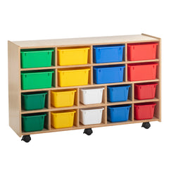 KIT - CUBBY FLEX MOBILE W/LOCKING CASTERS - 10 PRIMARY-COLORED SMALL AND 8 PRIMARY-COLORED DEEP BINS