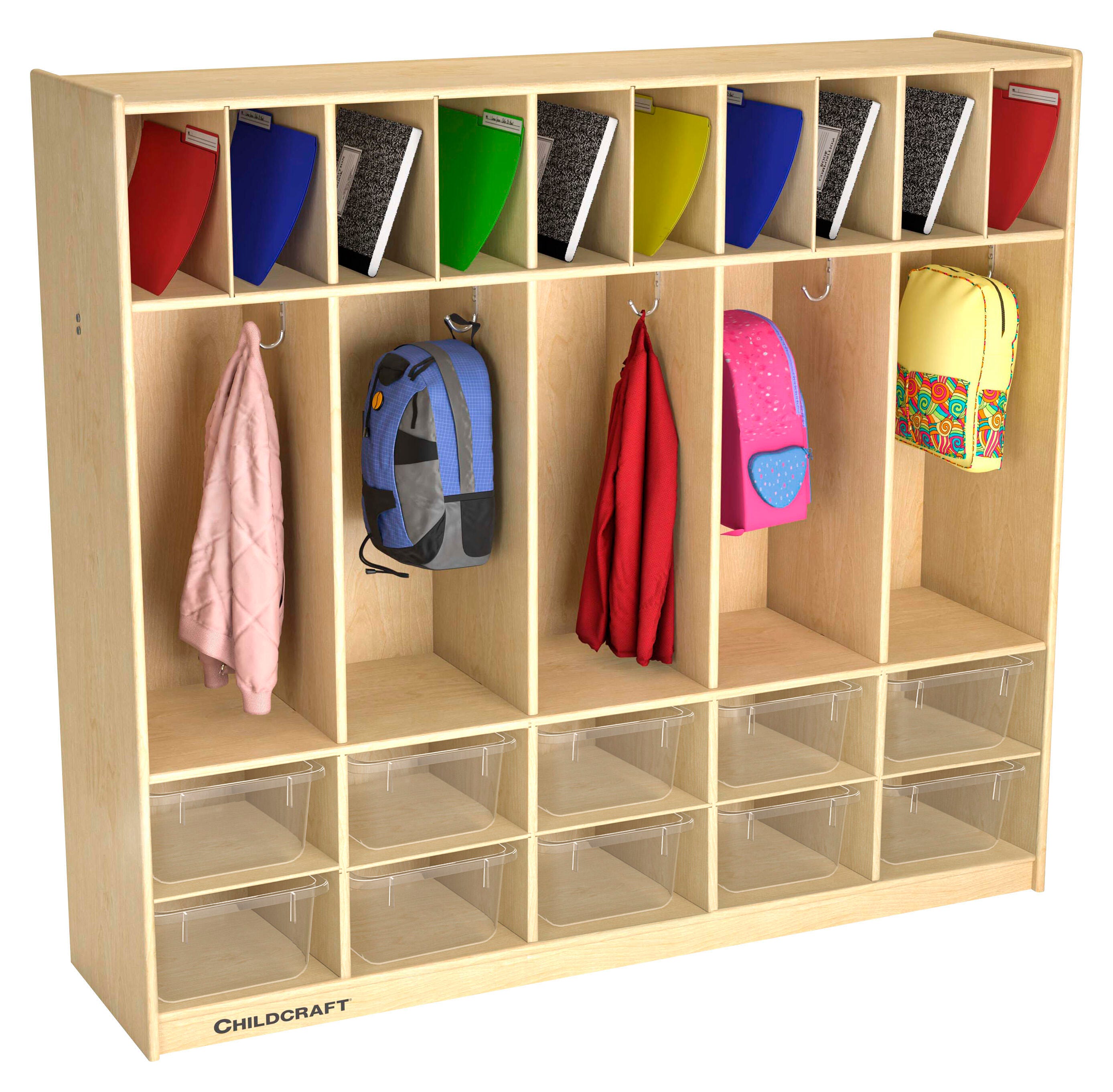 KIT - COAT LOCKER DOUBLE BIN 10 CUBBY WITH CLEAR BINS