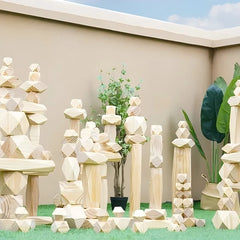 220-Piece Natural Color Stacking Stone Blocks