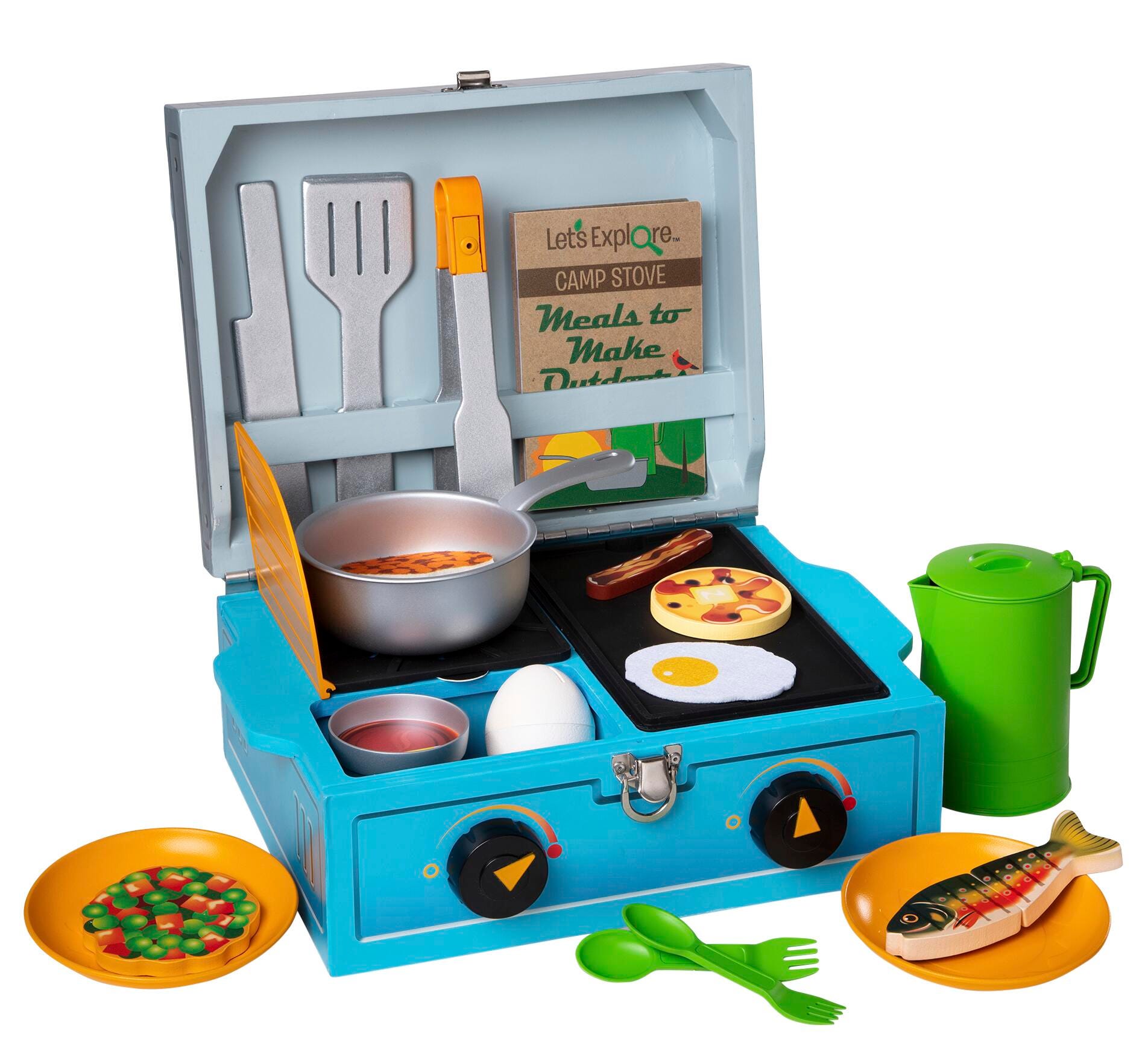 LETS EXPLORE WOODEN CAMP STOVE PLAY SET