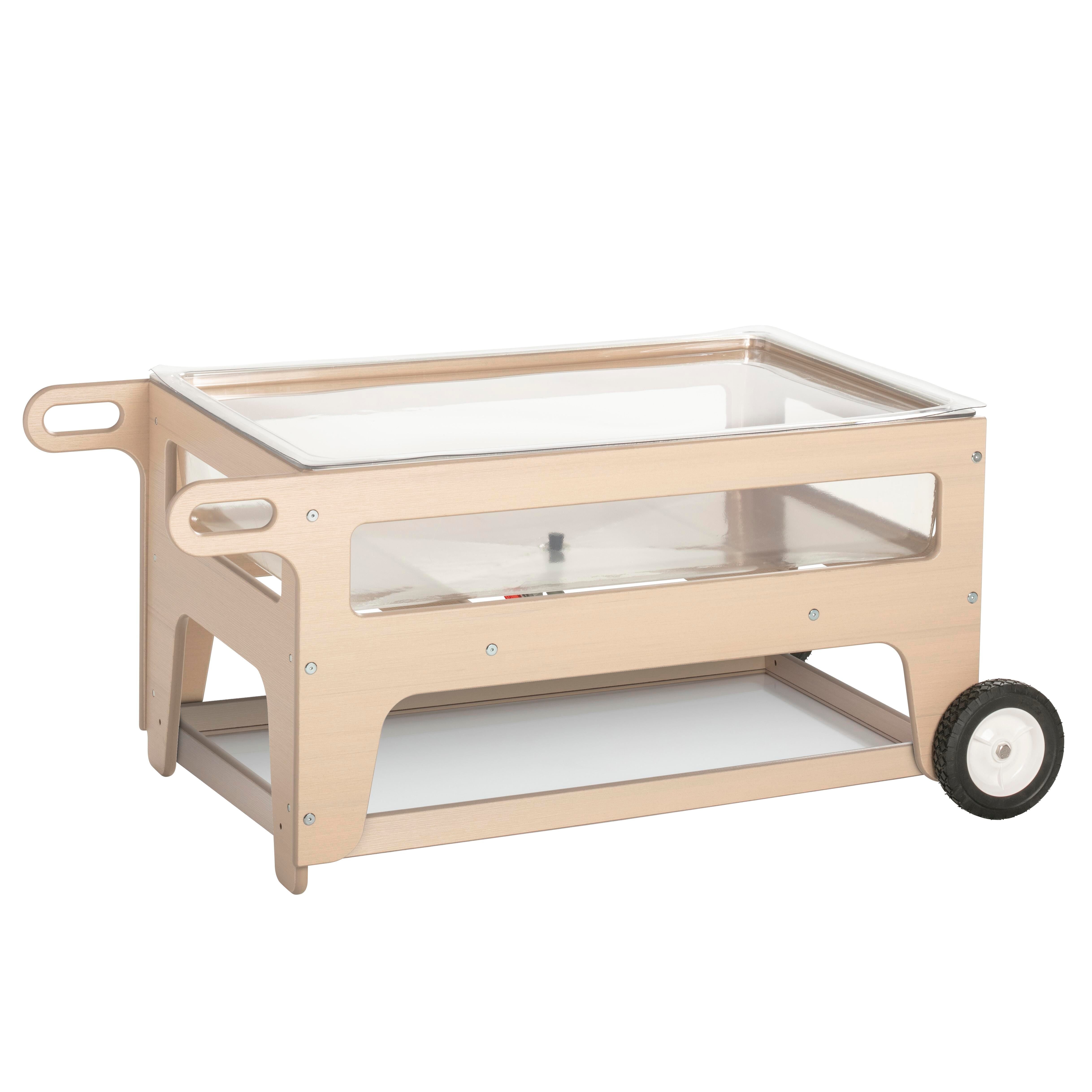 KIT - OUTDOOR SAND AND WATER LG FRAME OAK POLY WITH CLEAR TUB AND COVER AND SHELF