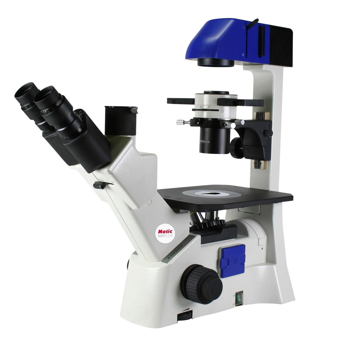MICROSCOPE COMPOUND TRINOCULAR MAE-31R W/CLIPS STAGE AND IRIS DIAPH