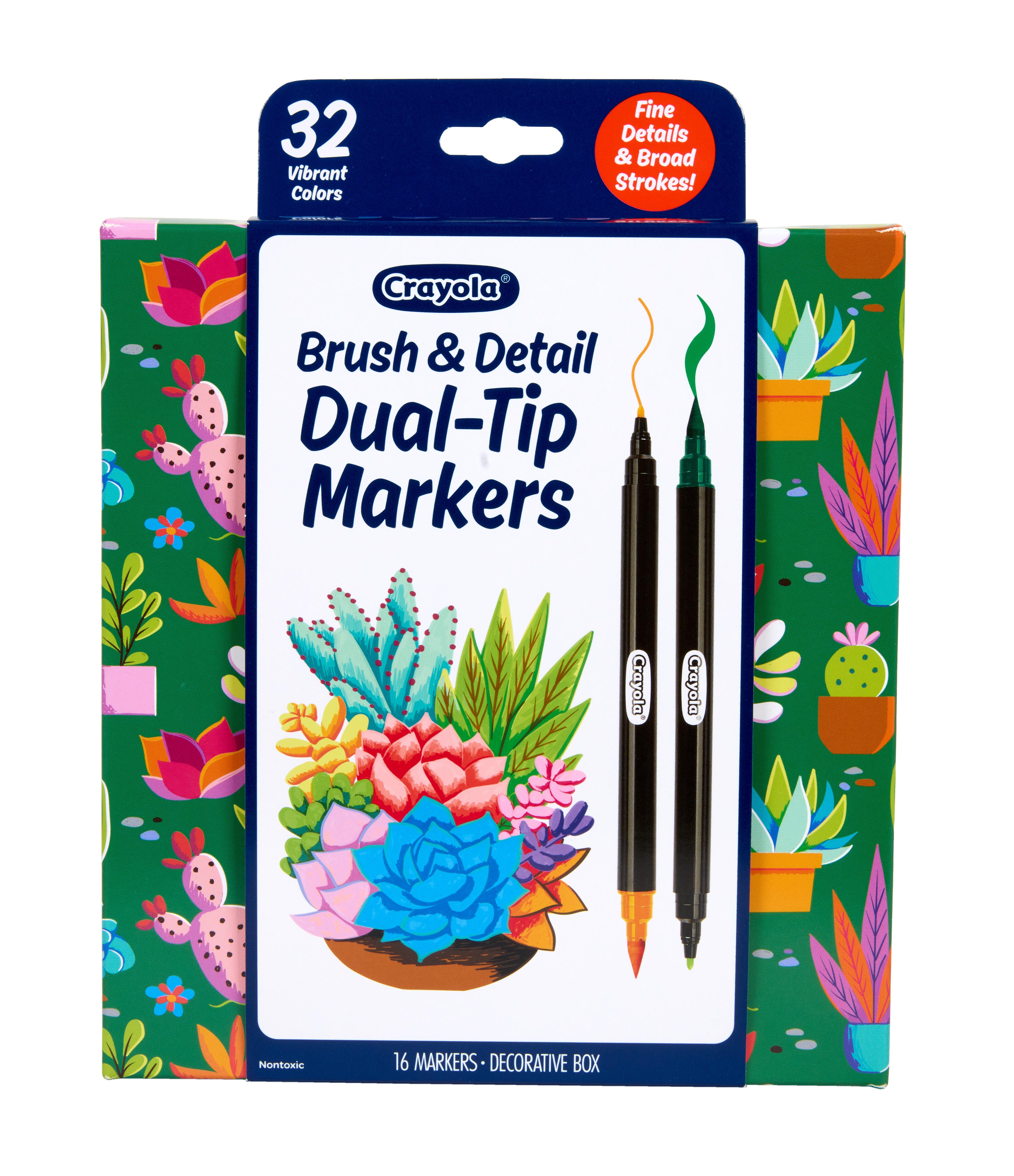 CRAYOLA BRUSH AND DETAIL DUAL-TIP MARKERS 16 COUNT